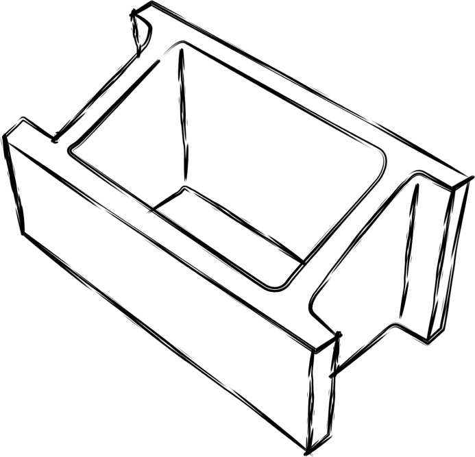 Náčrt koncová tvárnice ztracené bednění